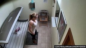 Busty Teacher Plays in Public Sunroom