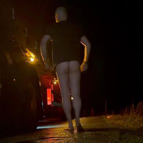 Trucker Strips naked at roadside