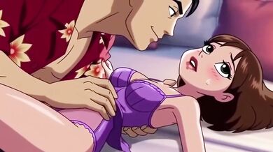 Stepmom takes stepson raw in hotel creampie blowjob anime
