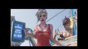 Mercy Lifeguard Cowgirl Average Waiting Time Animation Overwatch 3D
