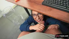 Sneaky Blowjob Under The Table In Class - Pervteen