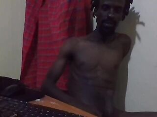 Solo Large Ebony Shlong Masturbation