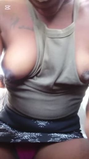 Young Caribbean woman can't wait anymore so she starts to play in the bus