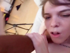 Hot pale femboy loves painal by her black date