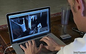 Cop is fucked in threesome with TS