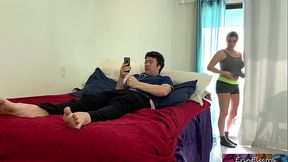 Step mom watches step son jerk off and gets excited