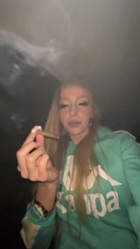 NIGHTTIME CAR RIDE LIGHTING &amp; SMOKING JOINT KAPPA HOODIE BLONDE SMOKER GIRL SFW | ASHLYN GODDESS