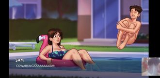 Big boobed MILF Step-Mom was surprised!! I fucked her in the swimming pool.