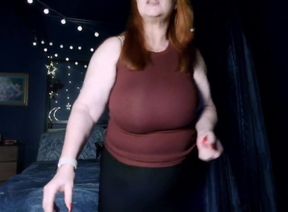 Redhead BBW Applying Lotion to Her Curvy Body