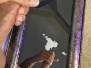 Moaning CUMSHOT on mirror