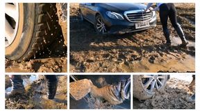 HOT PREMIERE BY JULIA: Real estate in pantyhose only has luxury Mercedes stuck hard in deep mud