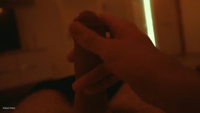 POV Fit Guy Finishing into Hand Close-Up View