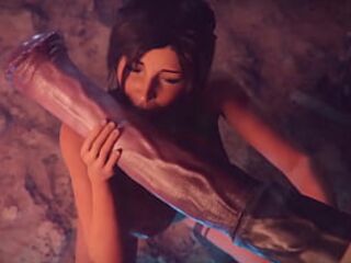The 3d girl pulled the plug out of her ass and went to suck a huge cock to get a portion of cum - animated porn JU9KI