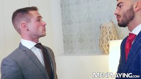 Coworkers Apolo Adri and Pol Prince bound with steamy barebacking