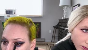 Drag Queen and Woman Makeover Transformation Mascara Fake Lashes Lipstick