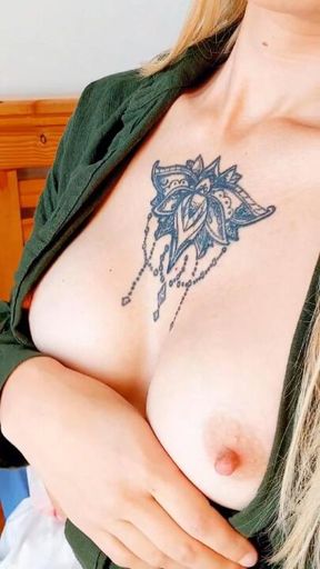 Nipple Tease and Eye Contact — Open Shirt, Full Temptation