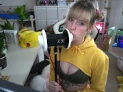 Banana girl licks your ears - shyphoebe girl with braces ASMR