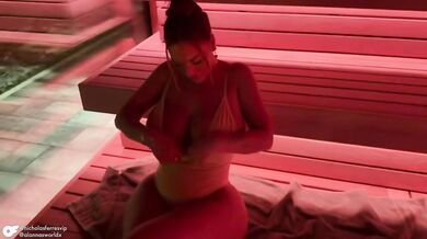 Big tit Aussie redhead gets pounded in public sauna