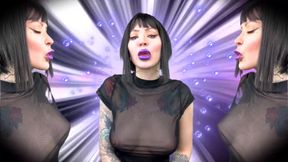 Violet gothic lips, soft kisses - LIPSTICK FETISH, LIP FETISH, KISS, KISSING