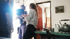 Desperate housewife shows pussy to repairman, gets hard sex spied on