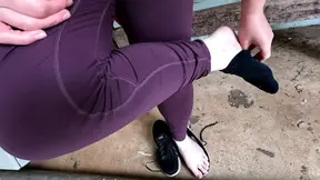 Alternating vagina and tits beating in the workshop