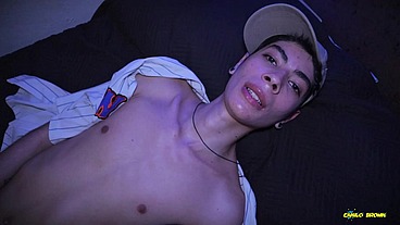 Hot Skinny Twink Magic C Jerking His Big Cock and Shooting His Thick Cum