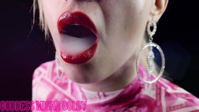 You can not stop masturbating and over my smoking red lips