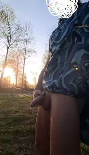 Very risky. Skinny boy publicly shows his pissing cock and cums huge