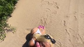 Petite Blonde Lana Myers Enjoys a Beach Adventure! Outdoor Fun Awaits!