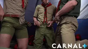 Scout Twink Logan Cross excited by hot DILFs big dick