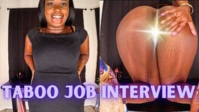 Taboo Job Interview ft Queen Ava - A made to strip video featuring: stripping, female training, boss employee, office domination, ebony submissive, ass shaking, and hairy pussy - 720 MP4