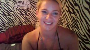 Blonde Shows Tits and Rubs Self from Behind