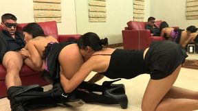 Asian bitch gets her pussy and ass banged and her squirting pussy totally fucked