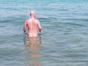 Gay nudist beach swimmer
