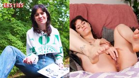Ersties - Cute Mia T fingers her shaved pussy while moaning