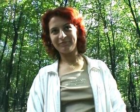 A Redhead German Woman Loves Masturbating in the Forest