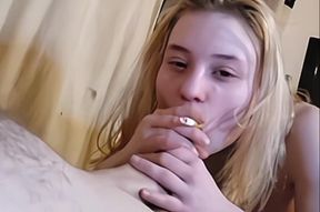 Blowjob Whilst Smoking - Cigarette Fetish Cute Blonde Sucking Cock