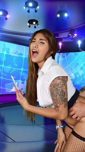 WTF!! The weather girl is fucked by a fan live on air   Clip 2