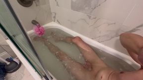 My stepmom helps me cum the showery