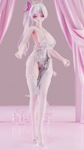 Weak Sound Erotic Suspender White Silk Underwear See-through Dress