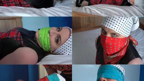 Ambrosia bound, gagged and blindfolded with bandanas (mp4)