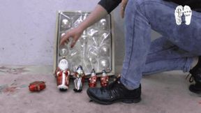 Christmas ornaments under Sneakers