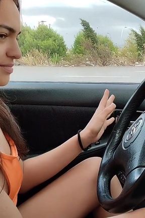 Outdoors Pedal Pumping Woman Car Problems Desperate Girl