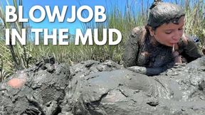 Femdom Blowjob & Foot Smother in STINKY Mud