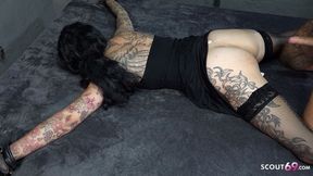 Tie up German Inked Mature get Fucked and Creampied from behind by Stranger