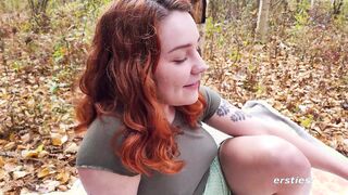 Ersties - Pretty American Baddie Autumn Plays Including a Glass Vibrator Outdoors