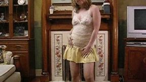 Dancing striptease in miniskirt hairy pussy