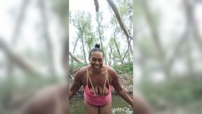 BLACK BBW GOES SKINNYDIPPING IN A STREAM