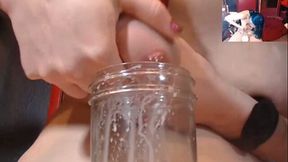 Lusty blue haired shemale wanted to collect some milk on webcam