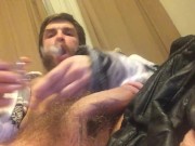 Jerking Off In Wool & Leather With Pipe